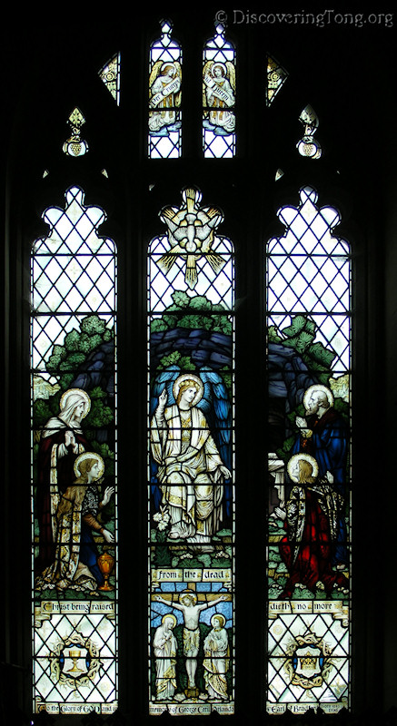 Victorian stained glass scene of the Resurrection